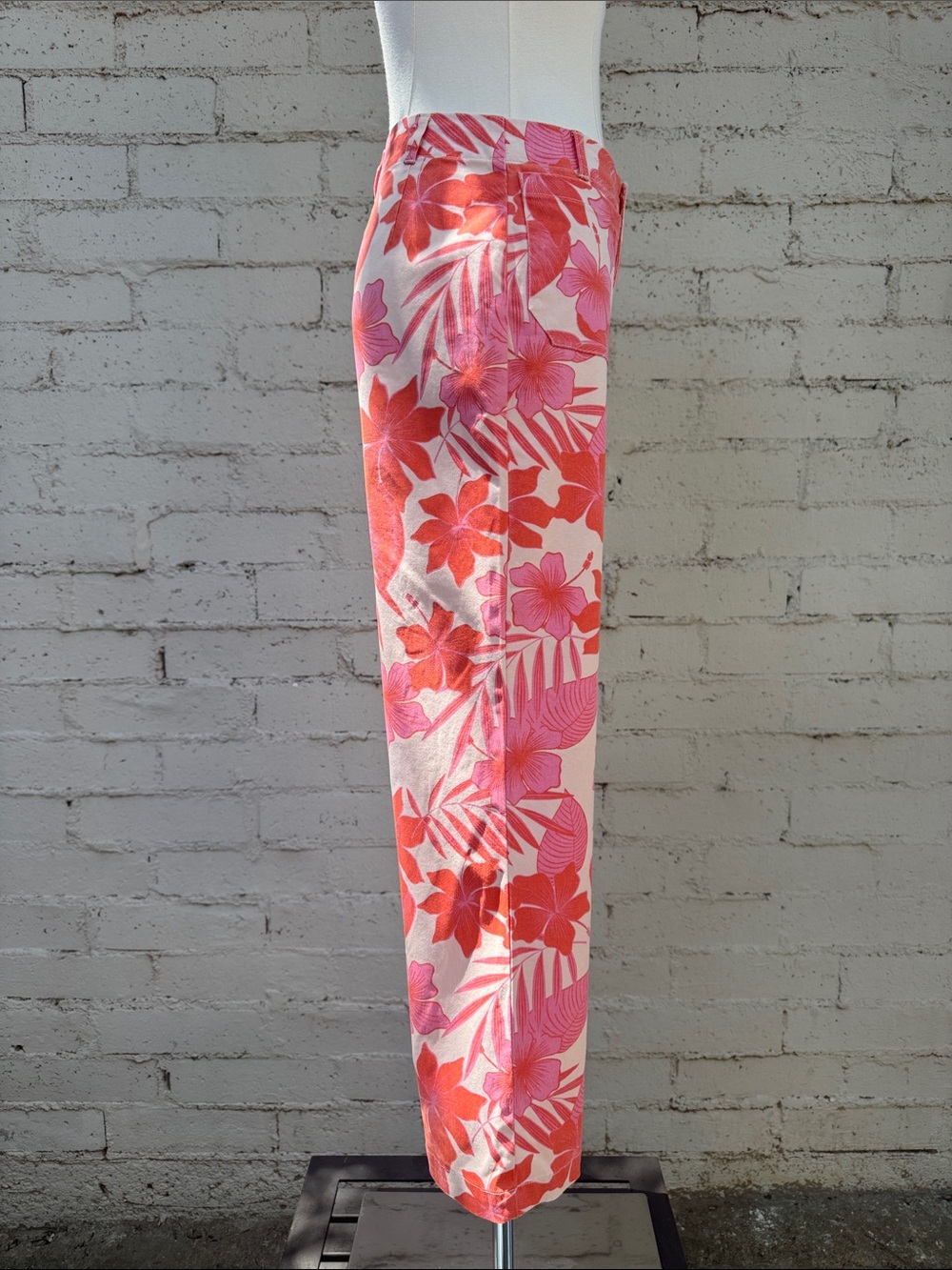 Roxy Coastal Cruiser Wide Leg Trousers Pale Dogwood Hibiscus Size 27 - Picture 7 of 16
